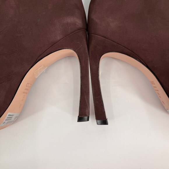 Schutz Maryana Sculpt Knee High Boots Sz 8.5B Dark Chocolate Pointed Toe Leather - Picture 4 of 16